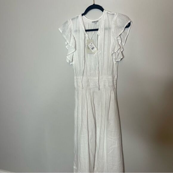 $228 RAILS lona Linen-Blend Midi-Dress White Medium - Picture 9 of 11